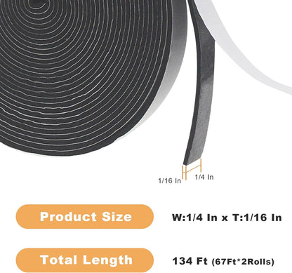 Weather Stripping Door Seal Strip for Doors and Windows, 1In x 1/8In x 33Ft x 2 Roll Foam Insulation Tape Self Adhesive,Sound Proof,Weatherstrip,Pipe Cooling, Air Conditioning Seal Strip - Colors B
