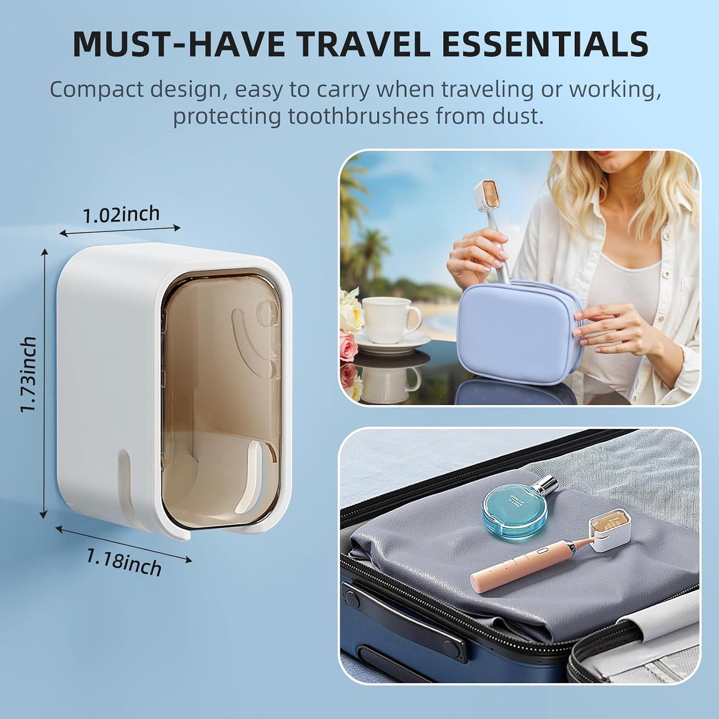 Travel Toothbrush Cover 2PCS,【Innovative Band Design】 Stay Closed Electric Toothbrush Covers Caps, Toothbrush Head Cover for Travel, Camping,Bathroom, Business