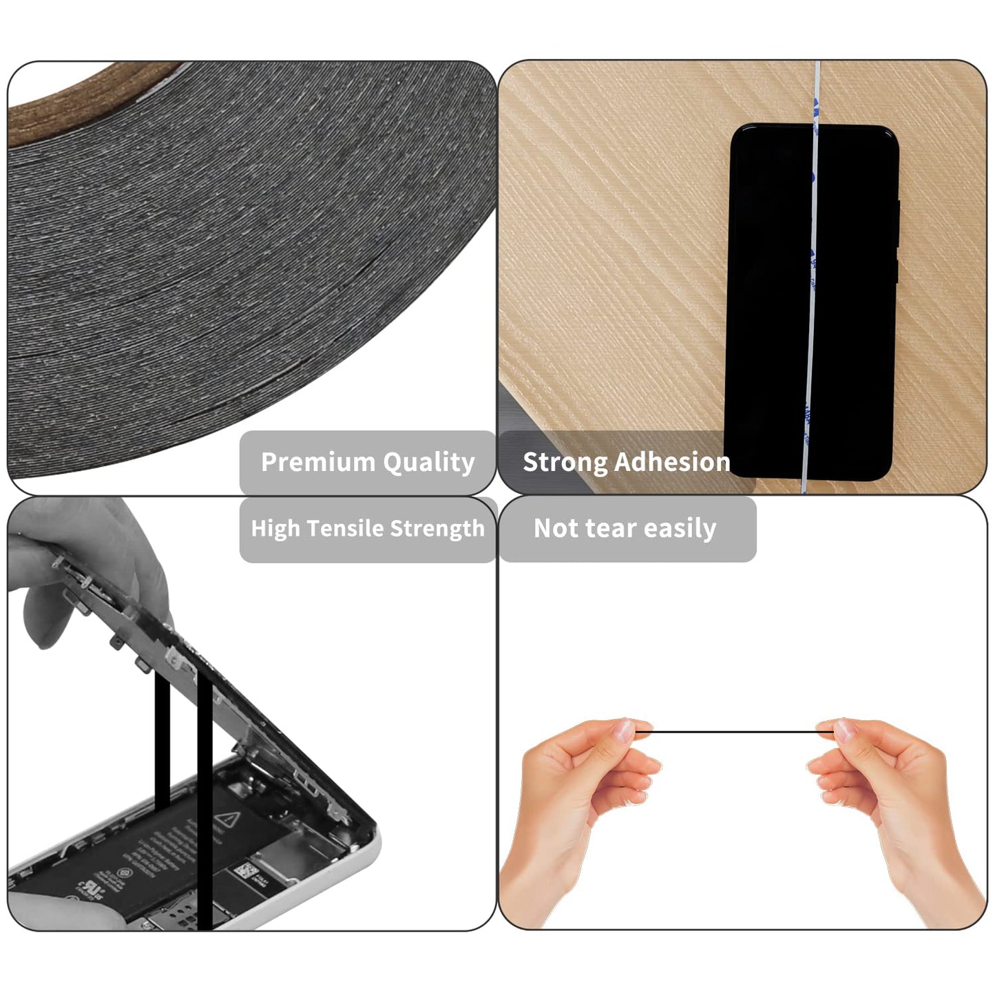 Kaisiking 2mm LCD Repair Tape for Phone Screen, Adhesive Tape with 1 Tweezers for Cell Phone, iPad, Tablets, Laptops, Camera