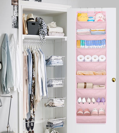 SLEEPING LAMB Over The Door Shoe Organizer for Closet with Large Deep Pockets, Narrow Shoe Rack for Door Hanging Boots Storage, Black