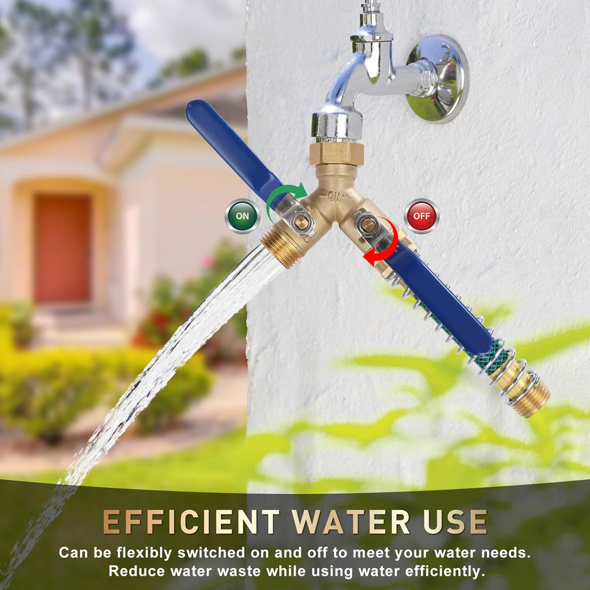 Brass Hose Splitter 2 Way, Heavy Duty Garden Hose Splitter with Shut Off Valves, Y Connector Hose Adapter, No Leak, Includes Washers & Teflon Tape – Dalmbox