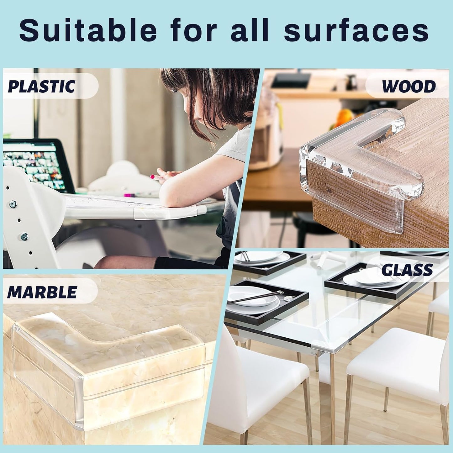 12 Pack Table Protectors, Corner Protector for Baby, Clear Furniture Corner Guards & Edge Safety Bumpers Cushion to Cover Sharp Furniture & Table Edges (12 Count (Pack of 1))