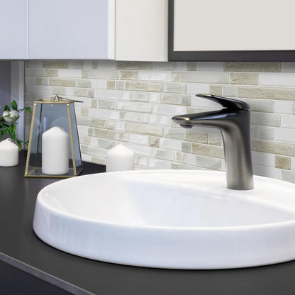 Yipscazo 10 Sheets Peel and Stick Backsplash for Kitchen Wall, 12''x12'' Waterproof Stick on Backsplash Smart Tiles for Bathroom,Removable Backsplash Wall Tiles in Gray White