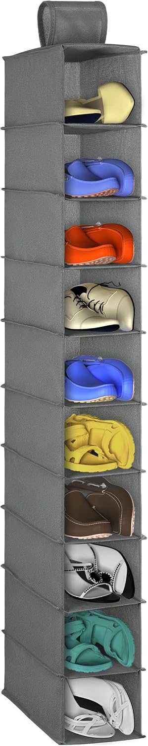 Libeder Hanging Shoe Organizer, 10-Shelf Closet Organizer with 6 Mesh Side Pockets