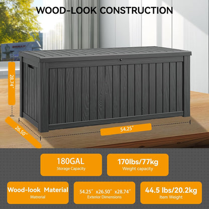 Outdoor Storage Box, 31 Gallon Resin Deck Boxes Outdoor Waterproof For Patio Furniture, Garden Tools, Pool Supplies, Lockable And UV Resistant (Rattan Gray)