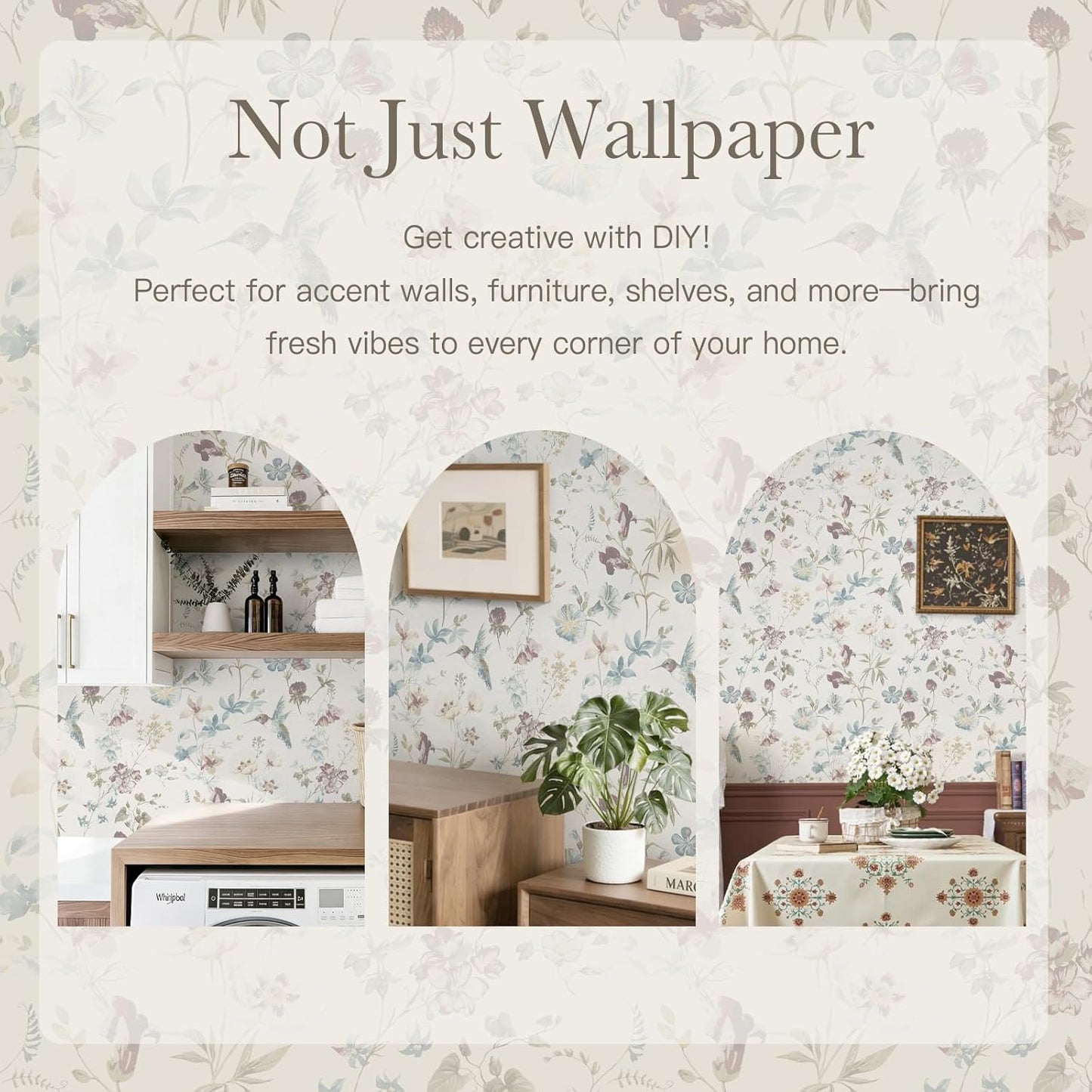 Heroad Boho Peel and Stick Wallpaper Beige Renter Friendly Wall Paper Peel and Stick Modern Contact Paper Neutral Geometric Wallpaper for Bedroom Bathroom Cabinets Decor Vinyl Waterproof 17.3"x78.7"