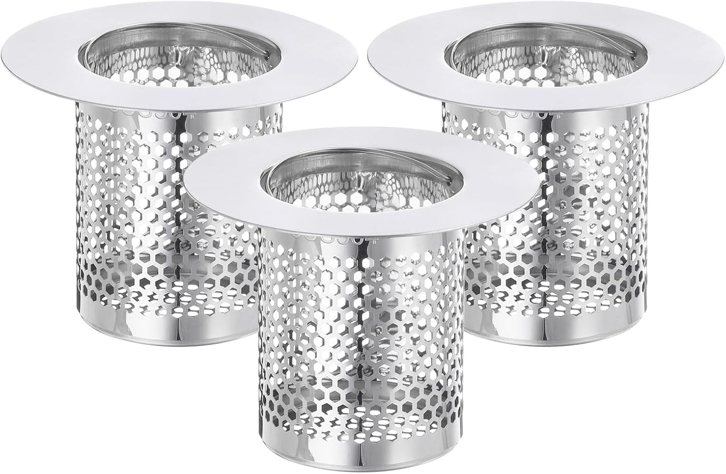 uxcell 2 Pack Shower Drain Strainer, 2" x 2.5" Stainless Steel Floor Drain Strainer Deep Sink Hair Catcher for Kitchen Bathroom Balcony Floor Drain, Fit Hole Size from 1.57" to 2.56"