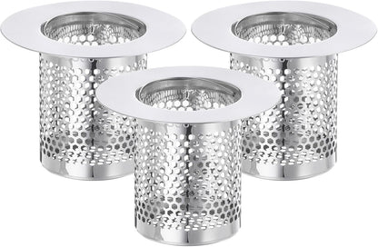 uxcell 2 Pack Shower Drain Strainer, 2" x 2.5" Stainless Steel Floor Drain Strainer Deep Sink Hair Catcher for Kitchen Bathroom Balcony Floor Drain, Fit Hole Size from 1.57" to 2.56"