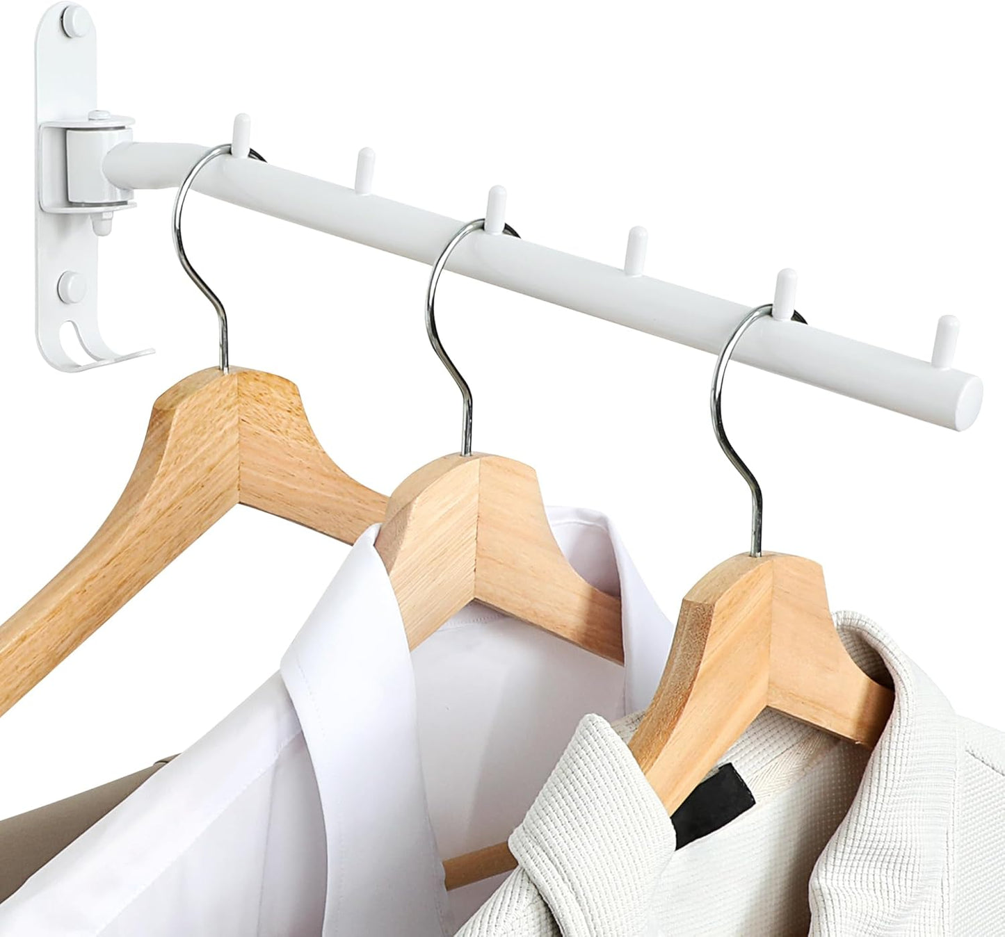 Alise Swing Clothes Hanger Rack,Black Garment Racks Wall Mounted(2P) | Clothes Bar-Hanger Hooks Heavy Duty Swivel Drying Rack Clothing Hanging System Closet Storage Organizer