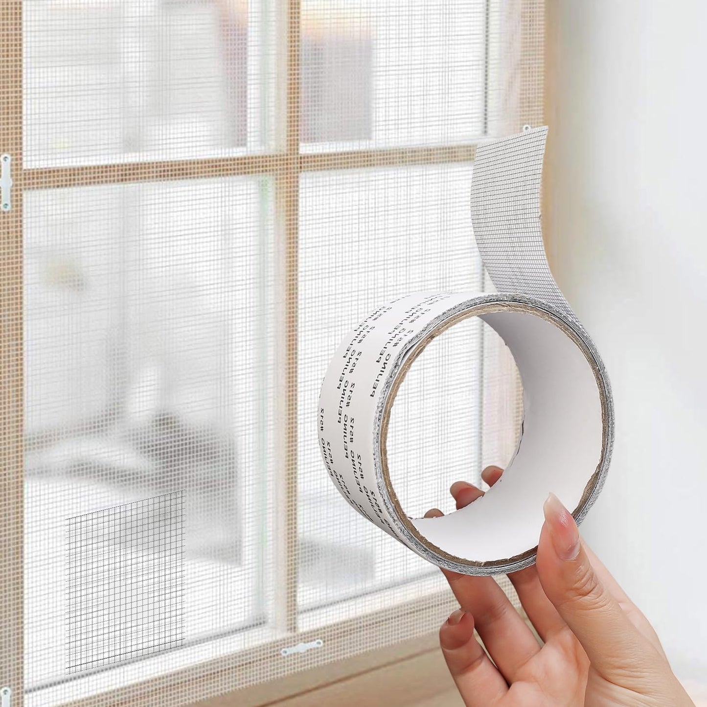 2 Roll Self-Adhesive Screen Window Repair Tape Mosquito Prevention Net Cover Screen Door Tent Repair Patch, 5cm*2cm