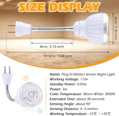 Yahenda 3 Pack Motion Activated LED Night Light Plug in Smart Dusk Dawn Sensor Light PIR Infrared Sensor Motion Detector Lamp Flexible Rotating for Hallway Stairway Garage Basement(Cool White)