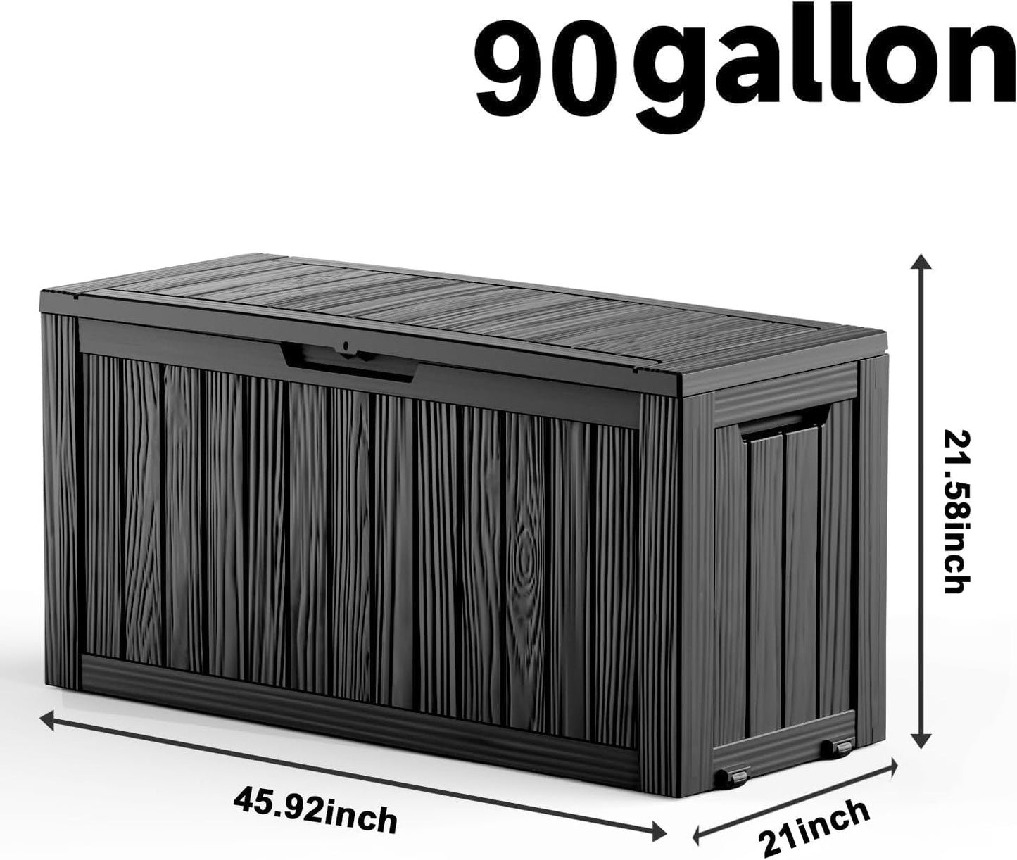EasyUp 33 Gallon Resin Deck Box Waterproof, UV Resistant Outdoor Storage Box for Delivery, Porch, Patio and Garden, Stripe Black