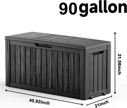 EasyUp 33 Gallon Resin Deck Box Waterproof, UV Resistant Outdoor Storage Box for Delivery, Porch, Patio and Garden, Stripe Black