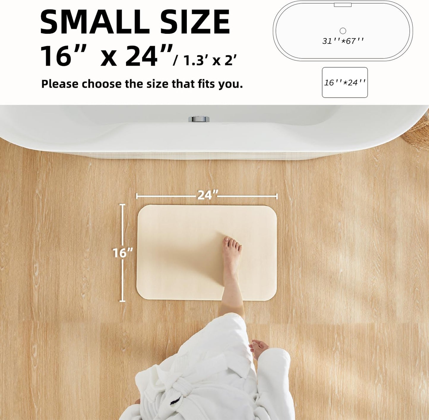TYUU Bath Mat, Bathroom Rugs Non Slip Washable Thin Absorbent Quick Dry Bath Mat Fits Under Door Bathroom Floor Mat Perfect for Bath, Shower, or Sink 16"x24" Dark Grey