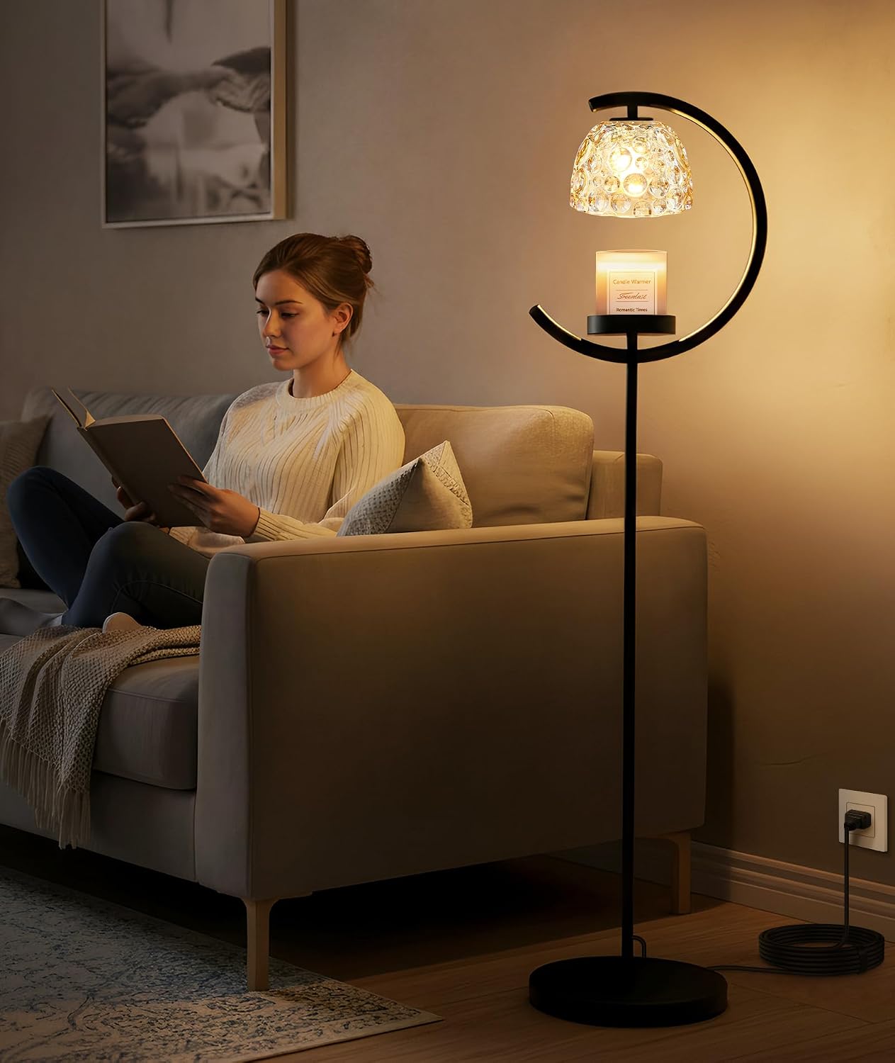 seenlast Candle Warmer Floor Lamp with Timer and Dimmer | Standing Electric Wax Melt Warmer for Home Decor, Living Room & Bedroom | Birthday Gifts for Women, Mom & Girlfriend