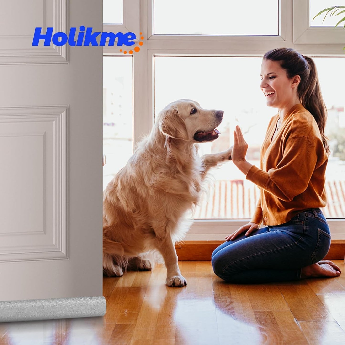 Holikme Door Draft Stopper Door Sweep Weather Stripping Noise Blocker Window Breeze Blocker Adjustable Draft Door Closers, Grey