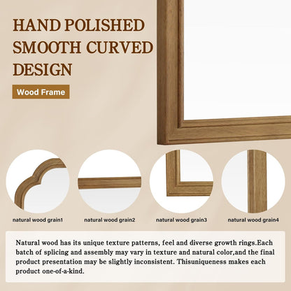 WallBeyond Full Length Mirror Wall Mounted 65"x22", Rustic Wooden Frame Floor Mirror, Large Full Body Mirror for Bedroom, Leaning or Hanging Against Wall, Natural