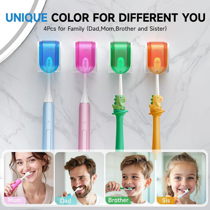 Toothbrush Holders for Bathrooms【Upgrade Single Slot Design】 Toothbrush Holder Wall Mounted with Cover Moisture-Proof and Dust-Proof Toothbrush Storage Organizer for Shower Family and Travel 3PCS