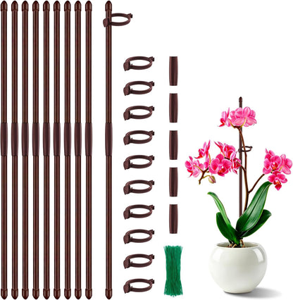 Plant Support Stakes for Indoor SupKing Orchid Sticks with Clips Garden Stake Extended to 2/3/4ft for Outdoor Potted Tomato Rose Vegetables House Palnts Comes with 20 Plants Ties(15 inch 10Pcs)