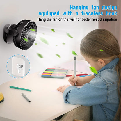 Clip on Fan Rechargeable, 8-Inch Battery Operated Desk Fan, USB Fan,5 Speeds, Strong Airflow, Sturdy Clamp for Golf Cart Office Desk Outdoor Travel Camping Tent Gym Treadmill,Black