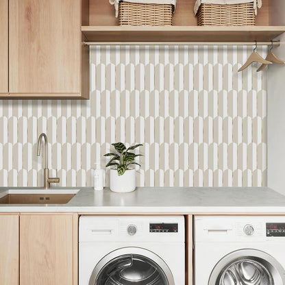 Vamos Peel and Stick Backsplash Seamless Tile for Kitchen and Bathroom,White and Beige Slate PVC Mixed Light Gold Self Adhesive Fish Scale Metal Mosaic Tiles (10 Sheets)