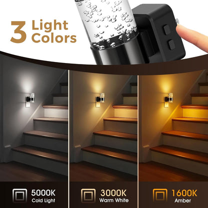 L LOHAS LED Night Light, Bubble Night Lights Plug into Wall,2 Pack 3000K/4000k/5000K Adjustable Color Temperature Night Light,Dimmable Nightlights with Dusk to Dawn Sensor for Rooms Bathroom Hallway