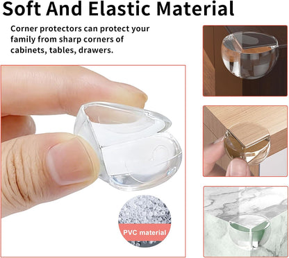 24 Pack Clear Table Corner Guards – Baby Proof Edge Protectors, Heavy Duty Transparent PVC Bumpers for Furniture, Self-Adhesive Corner Covers for Glass, Wood, Marble Countertops