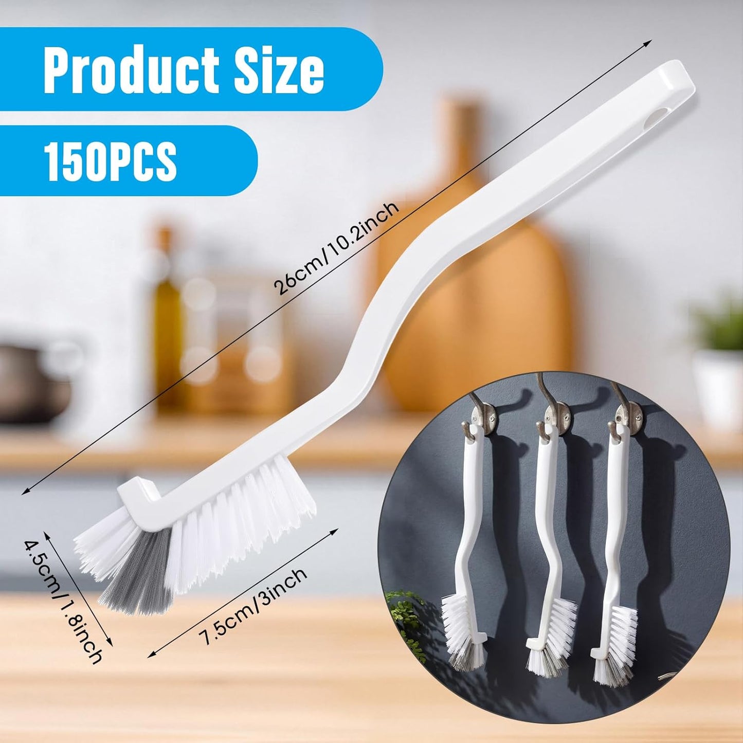 3 Pcs Dish Brush Right Angle Kitchen Scrub Bottle Bathroom Brush Sink Household Pot Pan Edge Corners Tile Lines Cleaning with Stiff Bristles