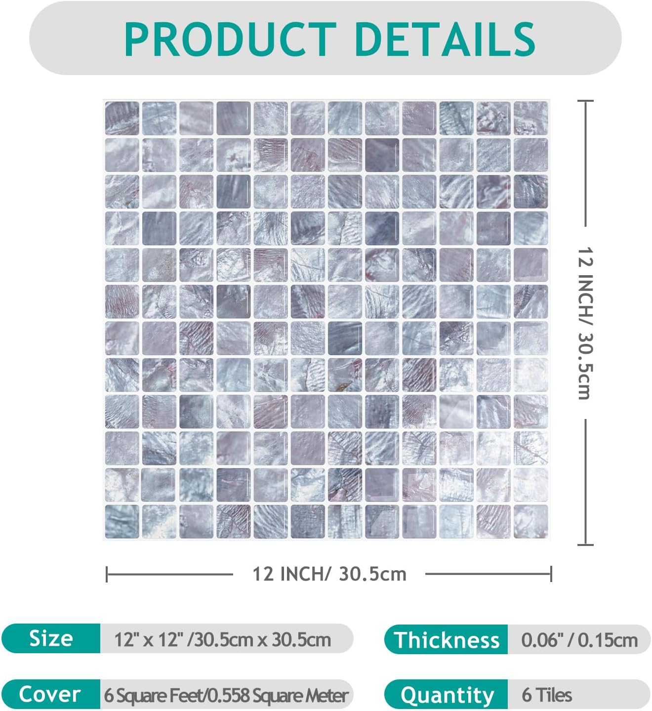 VEELIKE Cream Beige Mosaic Peel and Stick Backsplash for Kitchen Backsplash Tiles Peel and Stick Waterproof Wall Tile Stickers 12''x12'' 6 Sheet Removable Self Stick on Backsplash for Kitchen Bathroom