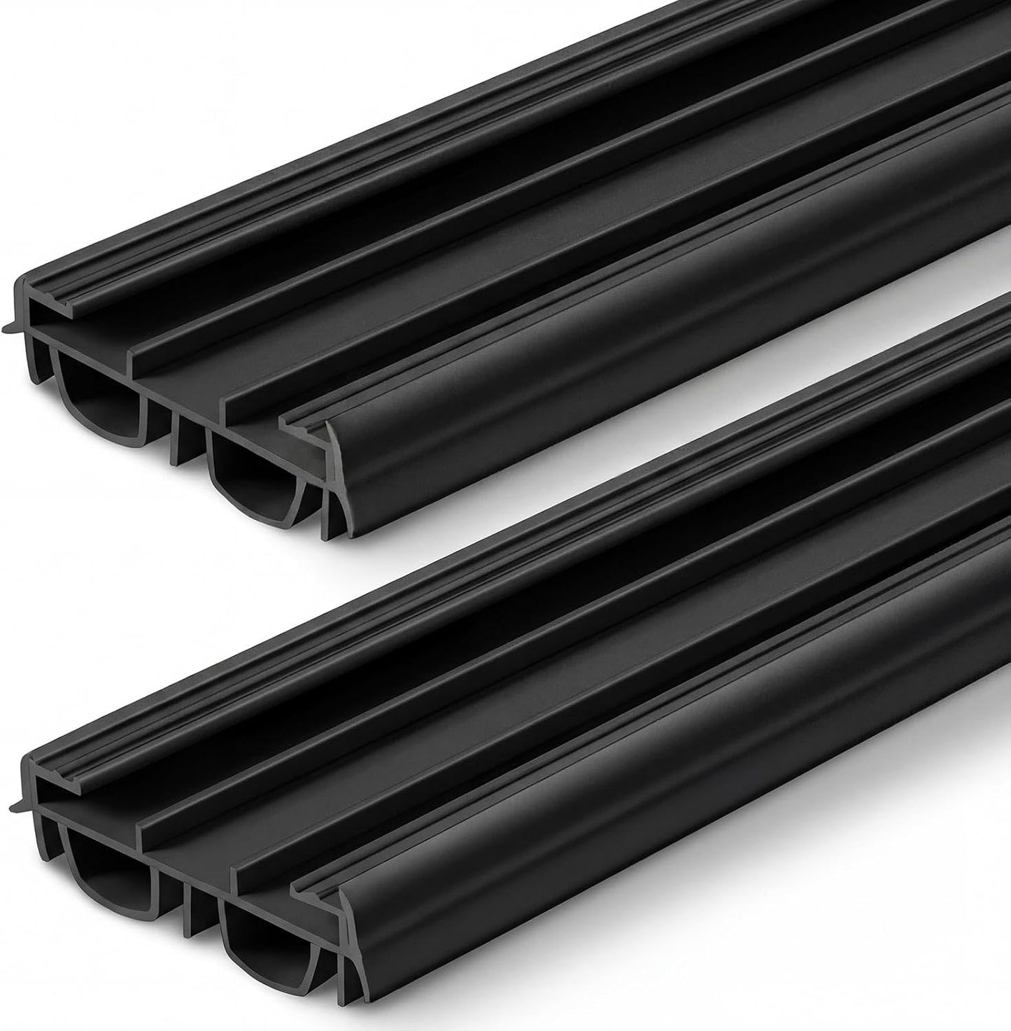 Pushglossy 2 Pcs 36" Double Bubble Kerf Door Sweep 1-3/4" Wide Vinyl Weatherstrip Seal for Exterior Doors, Energy Efficient Draft Stopper, Easy Slide in Installation, Blocks Dust/insects/noise (White)