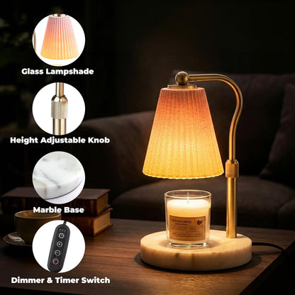 LALISU Candle Warmer Lamp with Timer and Dimmer, Vintage Electric Melter Candle with 2 Bulbs, Melter Scented Height Adjustable Compatible with Jar Candles, House Warming Gifts (Black)