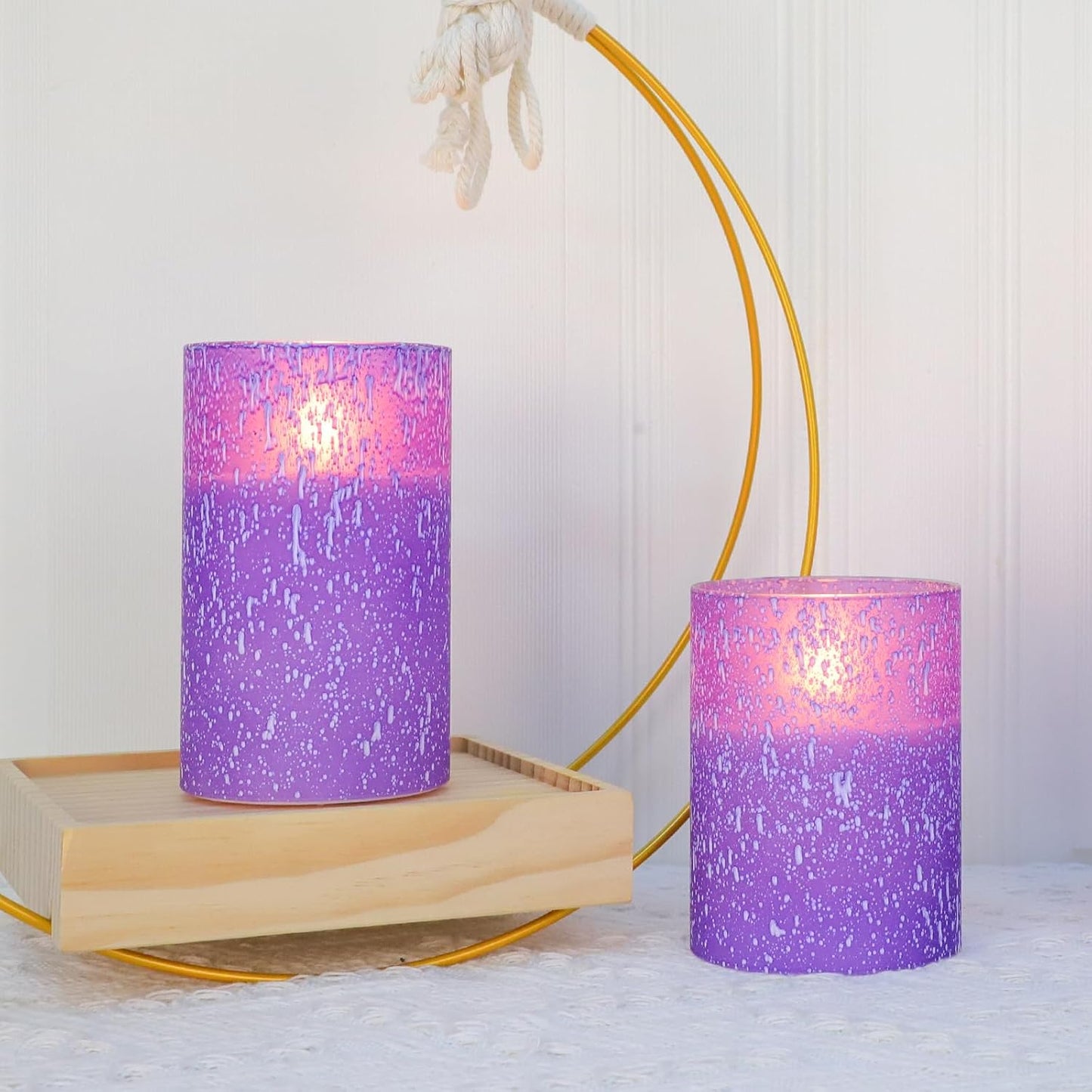 Blue Flameless Candles with Remote, Real Wax Glass Battery Operated Candles with Timer, LED Pillar Candle for Bedroom Home Wedding Birthday Party Fall Halloween Christmas Decorations, Set of 3