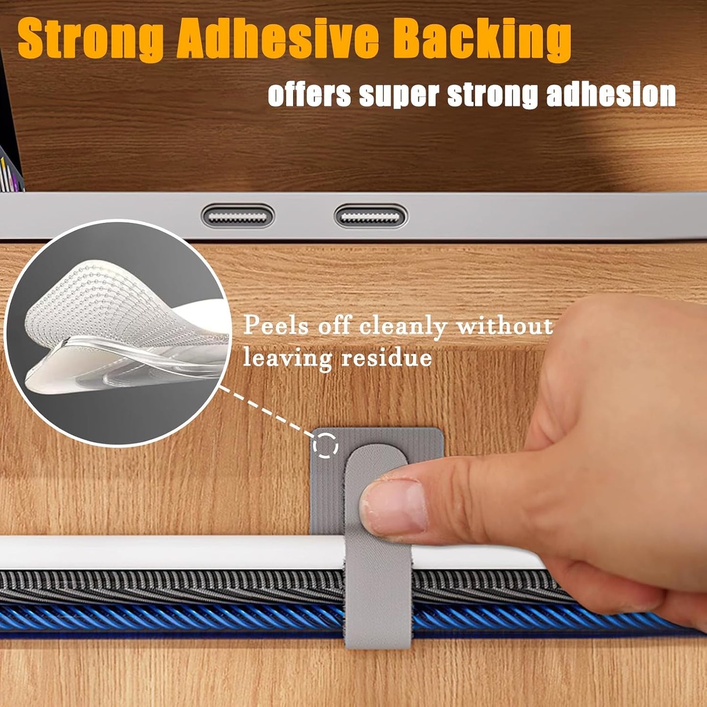 80PCS Hook and Loop Cable Straps, Cable Management Under Desk, Adhesive Cable Ties, Reusable Wire Organizers for Cords, Cords Management, Computer Accessories for Desk, Home Office Essentials, Gray