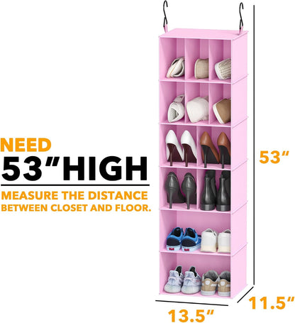 SpaceAid 2 Pack Hanging Closet Organizer and Storage with Dividers, 24 Compartments Hanging Shoe Shelves for Closet, Wardrobe, RV, Garment Rack - Black