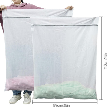 GOGOODA 2 Pack Extra Large Mesh Laundry Bag 43 x 35 in – XXXXL Washing Bag | Jumbo for Bedding, Blankets, Clothes, Pet Items, Travel & Storage – Washer Protector Bag for Washing Machine