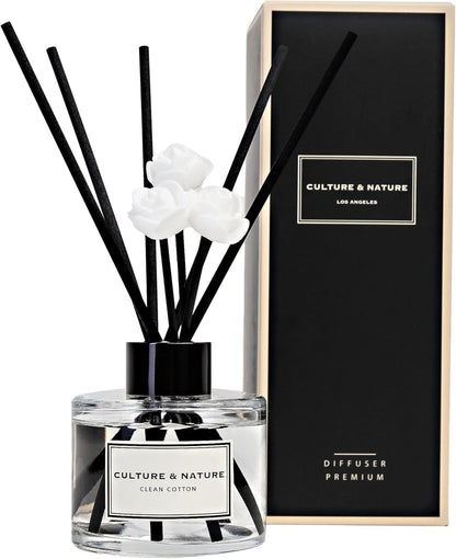 CULTURE & NATURE Reed Diffuser Set 4oz (120ml) Vanilla Scented Diffuser with Sticks Home Fragrance Reed Diffuser for Bathroom Shelf Decor