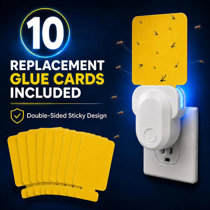 Flying Insect Trap Indoor Plug in, UV Light Fly Trap for Home | with 10 Sticky Glue Cards to Catch Fruit Flies, Gnats & Moths, Quiet Odor-Free Bug Catcher for Kitchen, Bedroom,Living Spaces