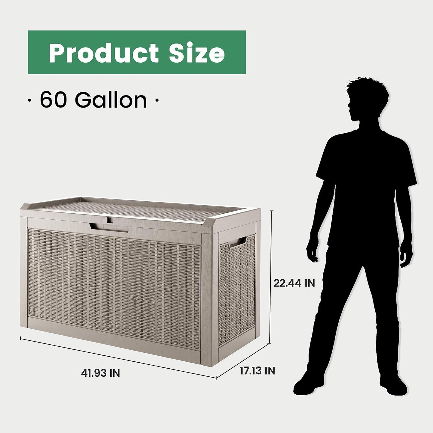100 Gallon Storage Box, Waterproof Resin Deck Box with Hydraulic Piston Design, Lockable Storage Bench for Package Delivery, Storage Bin for Patio Cushions, Garden Tools, Black
