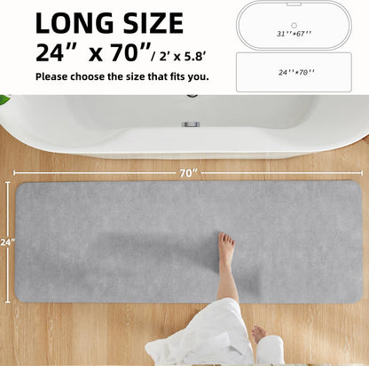 TYUU Bath Mat, Bathroom Rugs Non Slip Washable Thin Absorbent Quick Dry Bath Mat Fits Under Door Bathroom Floor Mat Perfect for Bath, Shower, or Sink 16"x24" Dark Grey