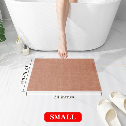 chakme Bathroom Rugs Mat 24x17, Ultra Thin Non Slip Bath Mat Small Quick Dry Absorbent Bath Mat for Bathroom Floor, (Dark Beige, 24"x17")