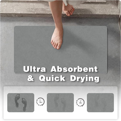 TYUU Bath Mat, Bathroom Rugs Non Slip Washable Thin Absorbent Quick Dry Bath Mat Fits Under Door Bathroom Floor Mat Perfect for Bath, Shower, or Sink 16"x24" Dark Grey