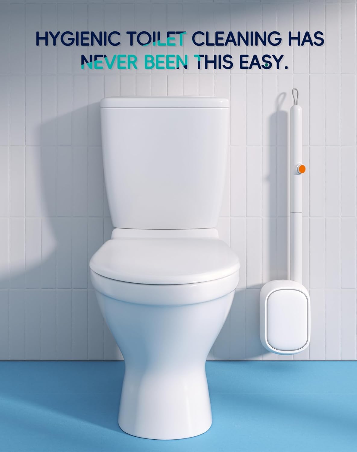 Disposable Toilet Cleaning System - Toilet Wand Kit with 36 High-Performance Refills, Wall Mounted Toilet Brush and Holder for Deep Cleaning Bathroom (2 Toilet Brush+48 Refills)