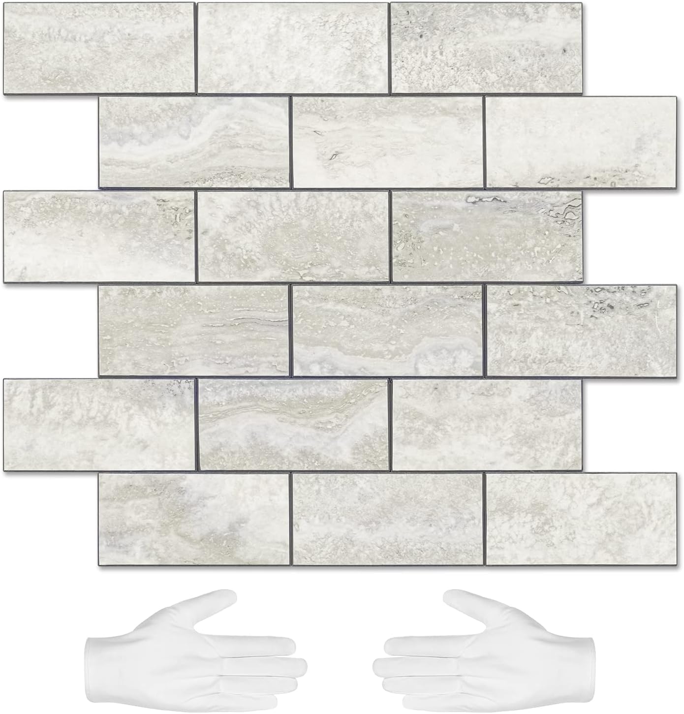 STICKGOO 10-Sheet Subway Tile Peel and Stick Backsplash, Seamless Design Polished Eurasia Beige Kitchen Backsplash Wall Tiles, Glossy Surface Waterproof Stick on Tile for Bathroom, RV, Fireplace