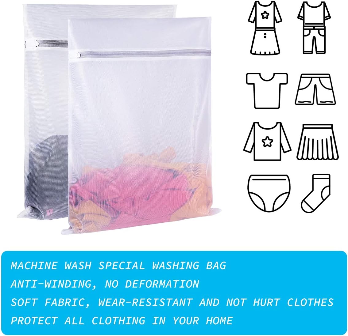 SUERIV Laundry Bags Mesh Wash Bags,delicate laundry bag for College,Dorm,Storage(16 x20 inch),4Pcs
