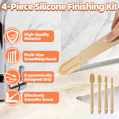 6 Pcs Caulk Tool Set-Multi-Purpose Silicone Caulking Tool Kit with Caulk Smoothing Tool,Razor Blade Scraper,Caulk Remover Tool for Clean Seal Lines,Non-Scratch for Bathroom,Kitchen,Window Repair