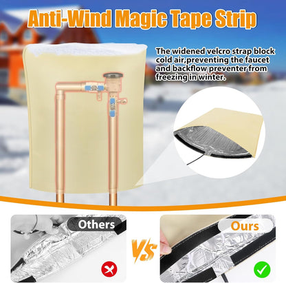 Heated Outdoor Faucet Cover for Winter Freeze Protection, Auto On/Off Thermostat Control Water Pipe Heater, 20"x17" Waterproof Heated Spigot Cover for Hose Bib and Backflow Preventer