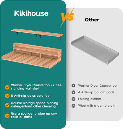 Washer Dryer Countertop, Laundry Countertop Over Washer And Dryer, Washer And Dryer Covers For The Top For Laundry Room Organization, Washer And Dryer Countertop Shelves (Oka Brown, 53.9*27.5*12)