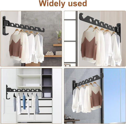 1Pcs Wall Mounted Clothes Drying Rack Aluminum Alloy Laundry Drying Rack with Screws 180°Adjustable Clothes Drying Hanger Rust Resistant Clothes Drying Organizer Rack for Home Dorm