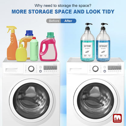 GMISUN Laundry Detergent Soap Dispenser, Liquid Laundry Detergent Dispenser, Container for Farmhouse Laundry Room Decor, Organizer for Liquid SoftenerBleach Heavy Duty Plastic Bottle(64 Oz 3 Pack)