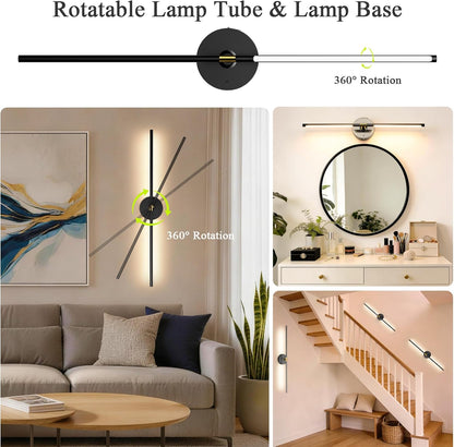 Battery Operated Wall Sconce Set of Two: Gold Wireless Rechargeable Wall Light with 10000mAh Detachable Battery and Remote, 360° Rotatable Scone Wall Decor for Bedroom Hallway Bathroom, 31.5inch